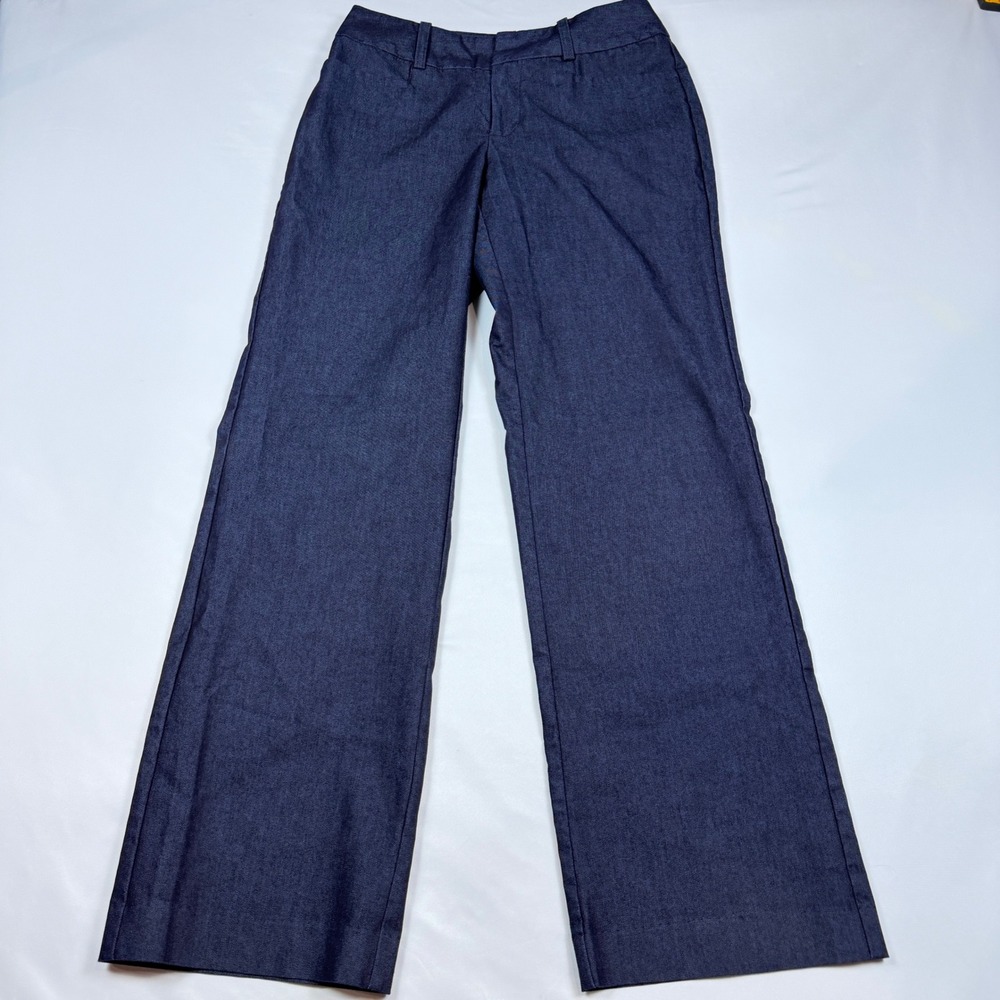 Merona Wide Leg Dress Pants Womens 4 Navy Blue Stretch Career Trousers